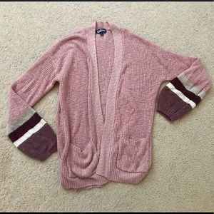 Freshman Cardigan Junior size Large Pink Knit Sweater Long Sleeve Top Knit Shirt